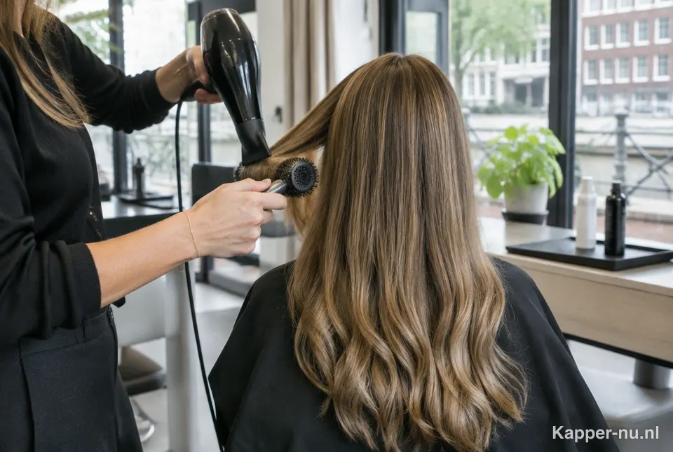 Dameskapper föhnt lang haar